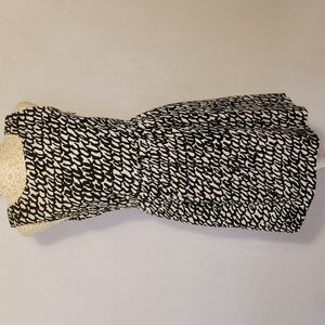 Zara Basics Black White Print Scoop Neck Sleeveless Elastic Waist Side Z…